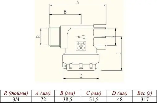 Фильтр прямой сетчатый ¾&quot;в x ¾&quot;н Valtec VT.387.N.05