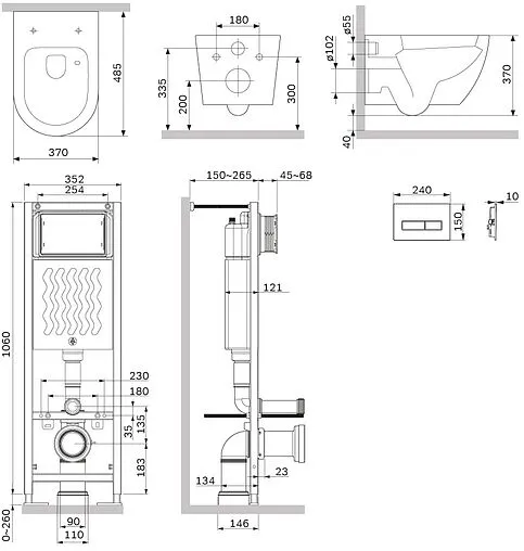 Комплект 6 в 1 Am.Pm Like Aquaspin IS110301.801900 с кнопкой белый глянцевый