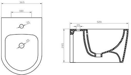Биде подвесное BelBagno Marino белый BB105BH
