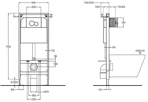 Комплект 5 в 1 BelBagno Eco CZR-526-TH-R/CZR-2040-SC/BB097/R.CR с кнопкой хром глянцевый