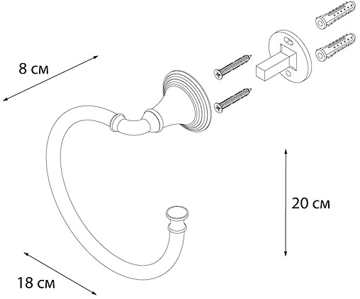 Полотенцедержатель Fixsen Luksor чёрный/золото FX-71611B
