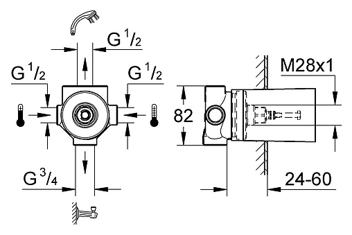 Скрытая часть переключающего вентиля Grohe 29707000