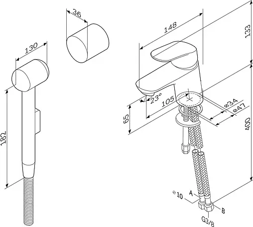 Смеситель для раковины с гигиеническим душем Am.Pm Like хром F8003000