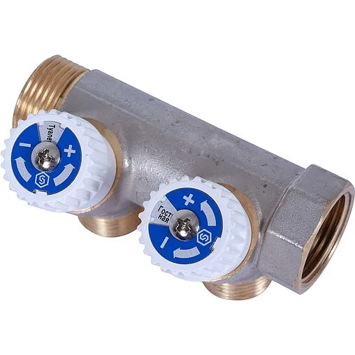 Коллектор регулирующий проходной 2 отвода ¾&quot;в/н x ½&quot;н Stout SMB 6852 341202