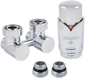 Узел нижнего подключения радиатора угловой с термоголовкой М22x1.5 x ¾"ек (½"н) Schlosser Exclusive хром 601000024 Узел нижнего подключения радиатора угловой с термоголовкой М22x1.5 x ¾"ек (½"н) Schlosser Exclusive хром 601000024, 1