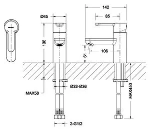 Смеситель для раковины Bravat Stream хром F13783C-2 Смеситель для раковины Bravat Stream хром F13783C-2, 2