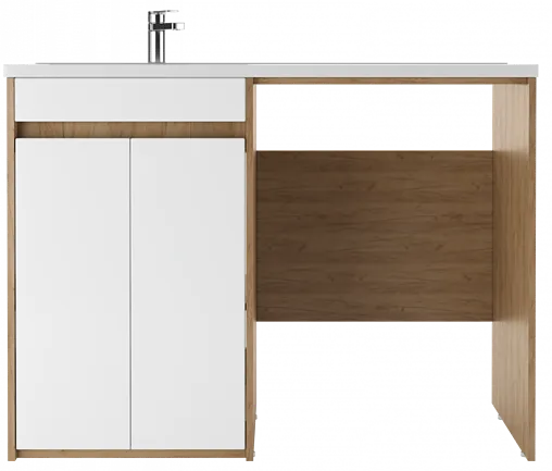 Тумба-умывальник напольная над стиральной машиной Айсберг Домино 120 белый/дуб вотан DD4213T+