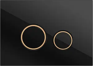 Клавиша смыва для унитаза Cersanit Twins 63534 кнопки/черный матовый, кольца/золото Клавиша смыва для унитаза Cersanit Twins 63534 кнопки/черный матовый, кольца/золото, 1