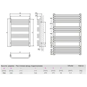 Полотенцесушитель электрический лесенка Terma Alex 760x500 белый WLALE076050 K916E1Е8, 2