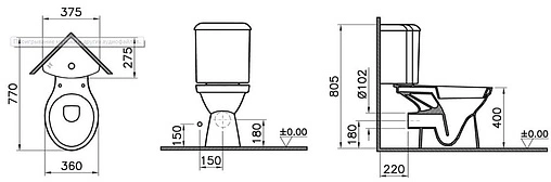 Унитаз-компакт угловой Norm Wenkel белый 9854B099-7200