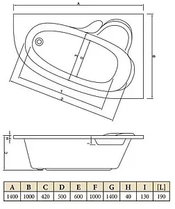 Ванна акриловая C-bath Atlant 140x100 R CBA00101R Ванна акриловая C-bath Atlant 140x100 R CBA00101R, 2