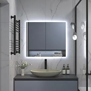 Зеркало с подсветкой Continent Trezhe Led 80x70 с бесконтактным сенсором белый ЗЛП534, 5