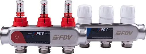 Группа коллекторная с расходомерами 3 отвода 1&quot;в/в x ¾&quot;ек FDV S1101A-1/3