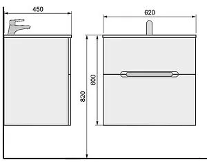 Тумба под умывальник подвесная Jorno Modul 65 белый Mоl.01.62/P/W Тумба под умывальник подвесная Jorno Modul 65 белый Mоl.01.62/P/W, 2