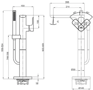 Смеситель для ванны напольный Villeroy&Boch Universal хром TVT00050300061 Смеситель для ванны напольный Villeroy&Boch Universal хром TVT00050300061, 2