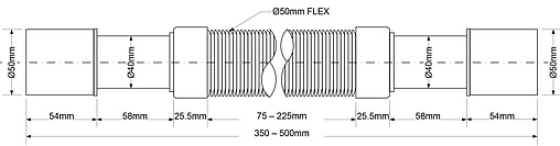 Слив гофрированный Mc Alpine 40/50x40/50мм L=350-500мм MRMF205A