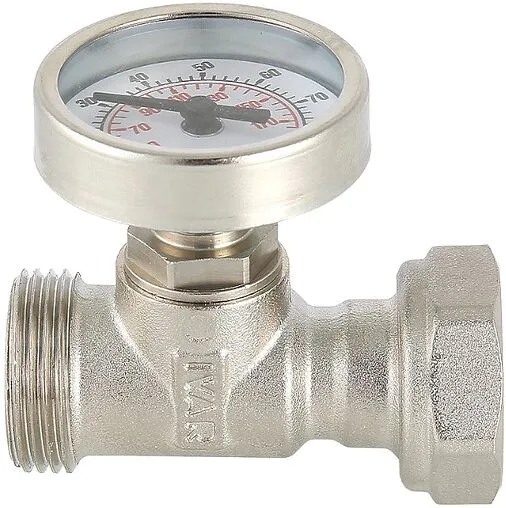 Тройник коллекторный с термометром (0-80°С) ¾&quot;ек x ¾&quot;ек Valtec VT.4615.0.0