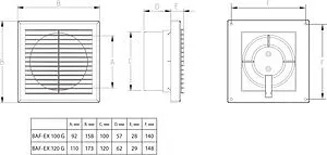 Вентилятор вытяжной Ballu BAF-EX 100 G белый, 2