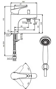 Смеситель на борт ванны на 1 отверстие Vidima Next хром BA402AA Смеситель на борт ванны на 1 отверстие Vidima Next хром BA402AA, 2