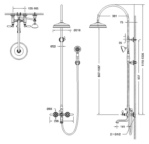 Душевая система со смесителем для ванны Bravat Art хром F65193CP-A2-RUS