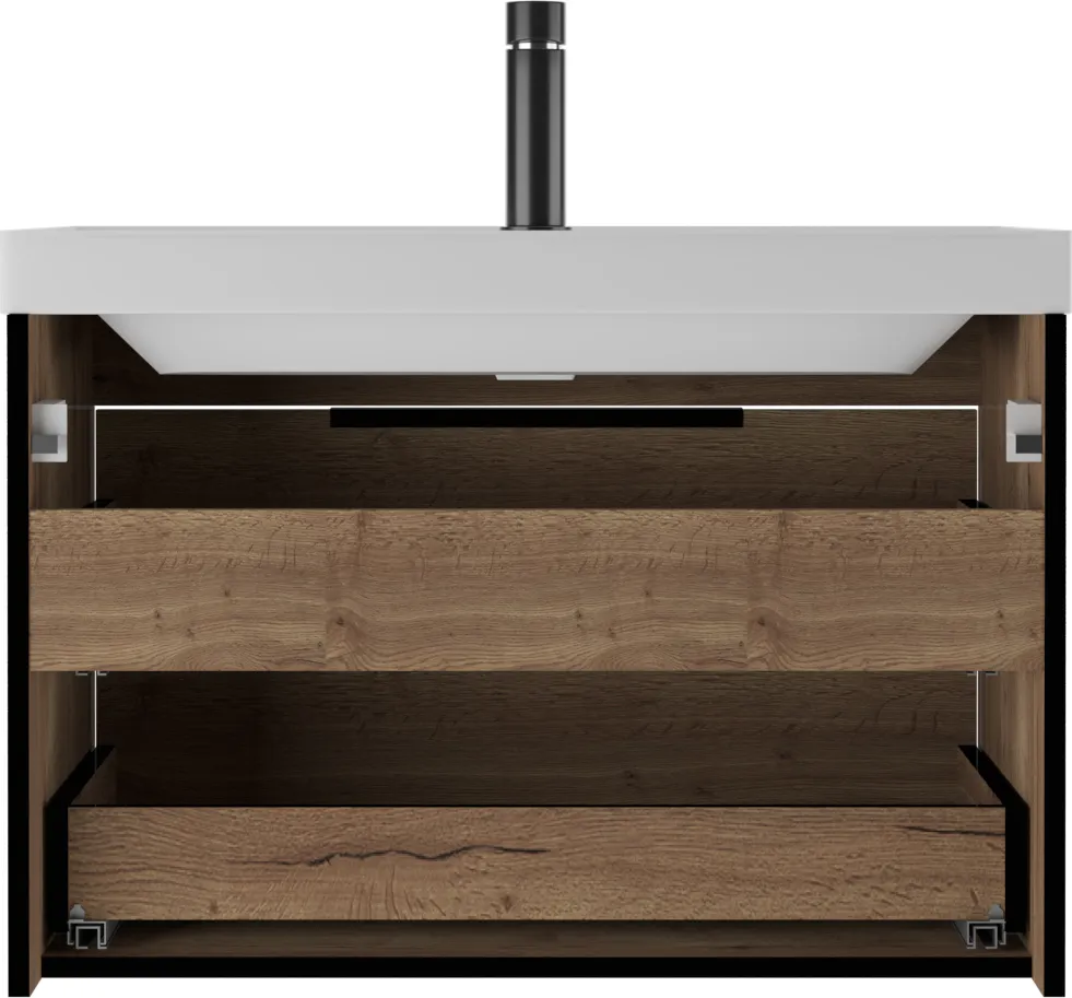 Тумба-умывальник подвесная Домино Alfa 80 дуб галифакс табак DA6105T+4670142930020, 5