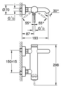 Смеситель для ванны Grohe Essence New хром 33624001 Смеситель для ванны Grohe Essence New хром 33624001, 2