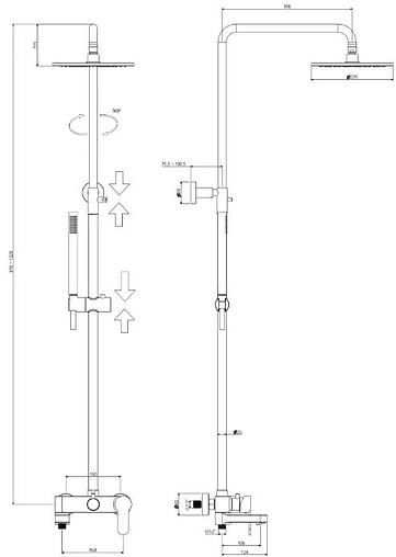 Душевая система со смесителем для ванны Paffoni Blu чёрный матовый ZCOL632NO