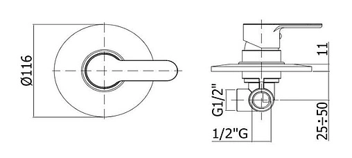 Смеситель для душа скрытого монтажа Paffoni Blu хром BLU010CR