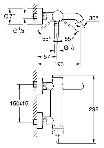 Смеситель для ванны Grohe Essence New хром 33624001