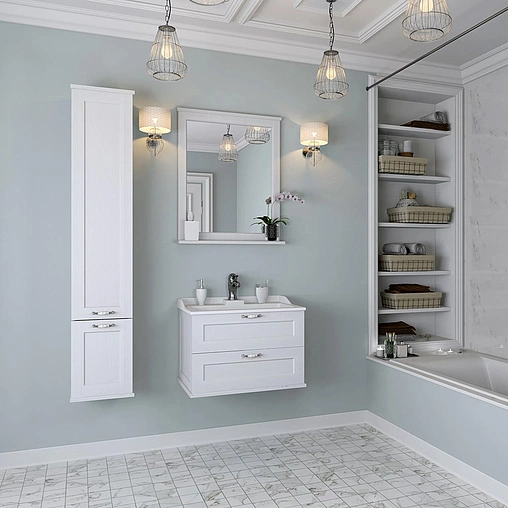 Тумба под умывальник подвесная Aquaton Леон 65 дуб белый 1A187001LBPS0