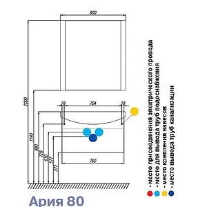 Тумба-умывальник подвесная Aquaton Ария 80 белый 1A1417K0AA010 Тумба-умывальник подвесная Aquaton Ария 80 белый 1A1417K0AA010, 4