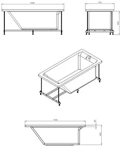 Ванна акриловая Eurolux Qwatry 150х70 E1015070029 Ванна акриловая Eurolux Qwatry 150х70 E1015070029, 2