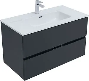 Тумба-умывальник подвесная Aquanet Алвита New 90 антрацит 00303919+00284029, 5