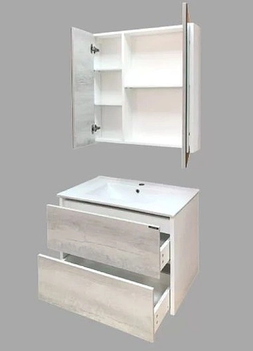 Шкаф-зеркало Comforty Женева 75 дуб белый 00004137096CF