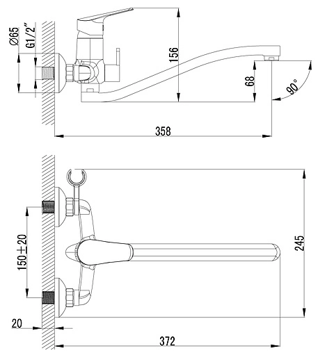 Смеситель для ванны с длинным изливом Lemark Partner хром LM6553C