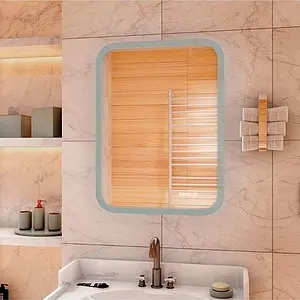 Зеркало с подсветкой Continent Glamour Led 50 с часами белый ЗЛП652, 4