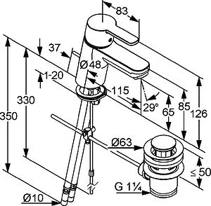 Смеситель для раковины Kludi Logo Neo хром 372810575 Смеситель для раковины Kludi Logo Neo хром 372810575, 2