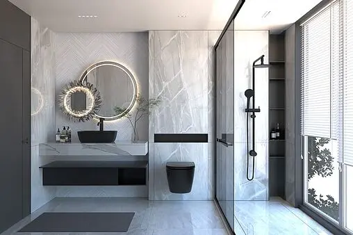 Комплект 5 в 1 Abber Bequem AC1100MB-AC0105-AC0121MB с кнопкой черный матовый