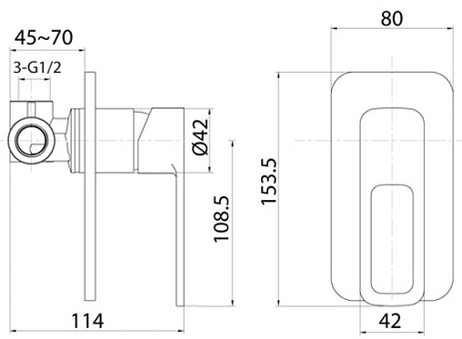 Смеситель для душа скрытого монтажа IDDIS Slide чёрный матовый SLIBL00i66