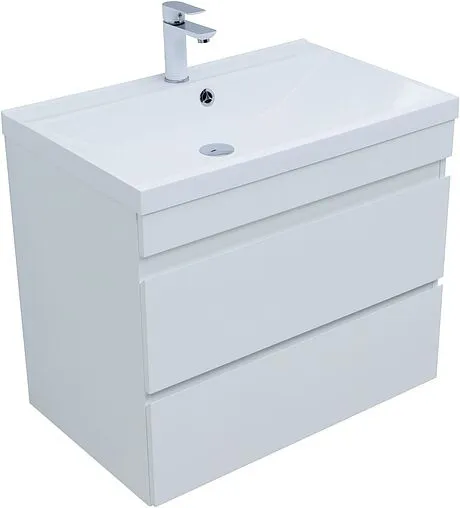 Тумба-умывальник подвесная Aquanet Нота New 75 белый глянец 00335418+00281221