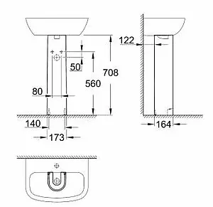 Пьедестал Grohe Bau Ceramic белый 39425000 Пьедестал Grohe Bau Ceramic белый 39425000, 2