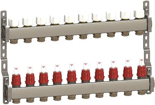 Группа коллекторная с расходомерами 10 отводов 1&quot;в/в x ¾&quot;ек General Fittings CX RBR91612401000
