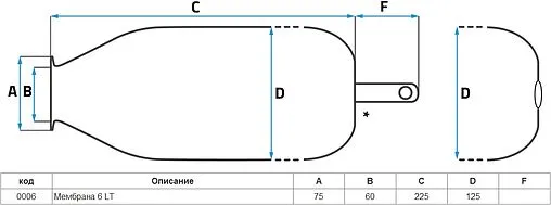 Мембрана для гидроаккумулятора SeFa 6 LT-60-73 F0A0006