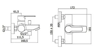 Комплект для ванны 4 в 1 Paffoni Red хром 00255125 Комплект для ванны 4 в 1 Paffoni Red хром 00255125, 3
