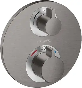 Термостат для 2 потребителей Hansgrohe Ecostat S шлифованный чёрный хром 15758340, 1