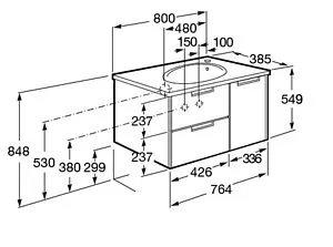 Тумба-умывальник подвесная Roca Etna 80 дуб верона 857301445+32700A000, 2