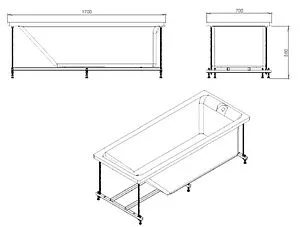Ванна акриловая Eurolux Qwatry 170х70 E1017070030 Ванна акриловая Eurolux Qwatry 170х70 E1017070030, 2