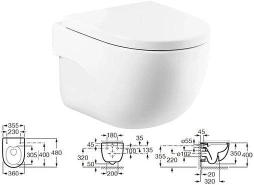 Комплект 4 в 1 Roca Meridian Rimless 893104990
