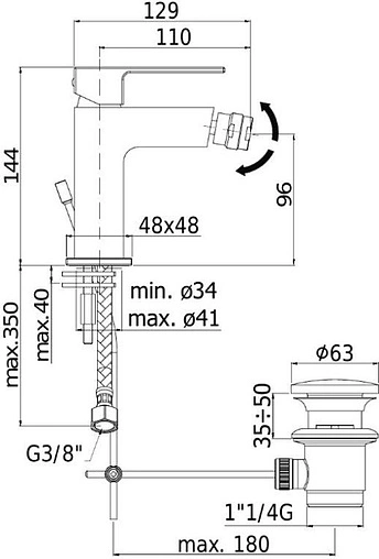Смеситель для биде Paffoni Elle хром EL135CR
