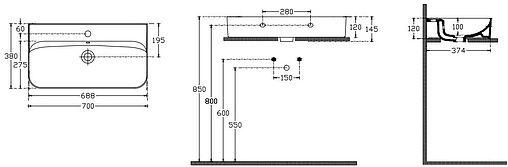Раковина ISVEA SistemaU 70 белый 10PL53070SV Раковина ISVEA SistemaU 70 белый 10PL53070SV